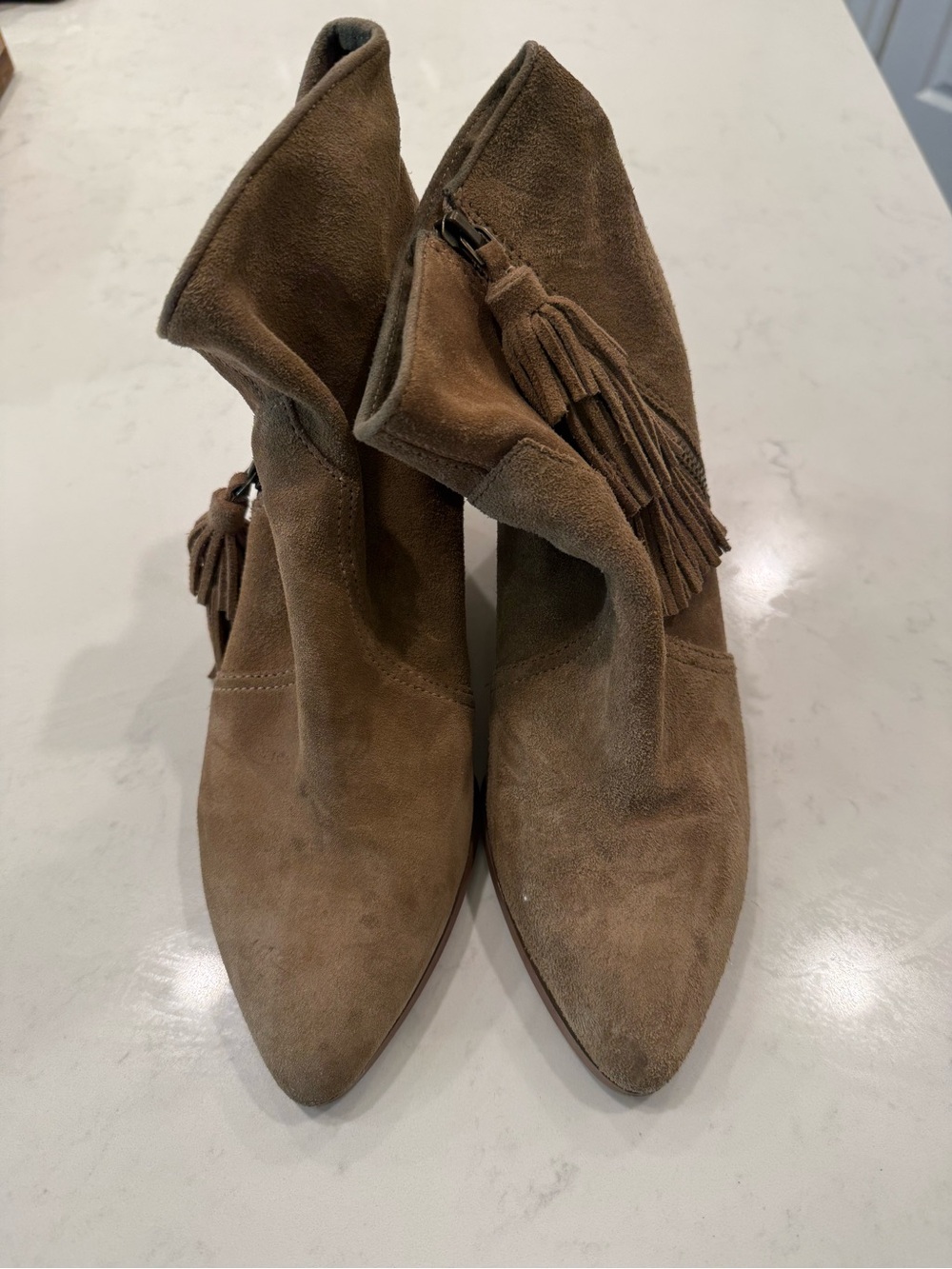 Women's Brown Suede Tassel Ankle Boots